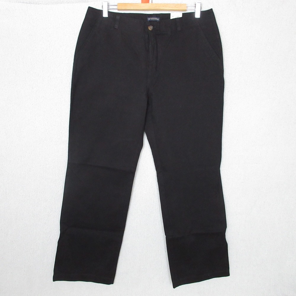 Dockers Womens Black Casual Pants Size 14 Straight Leg Chinos Trousers